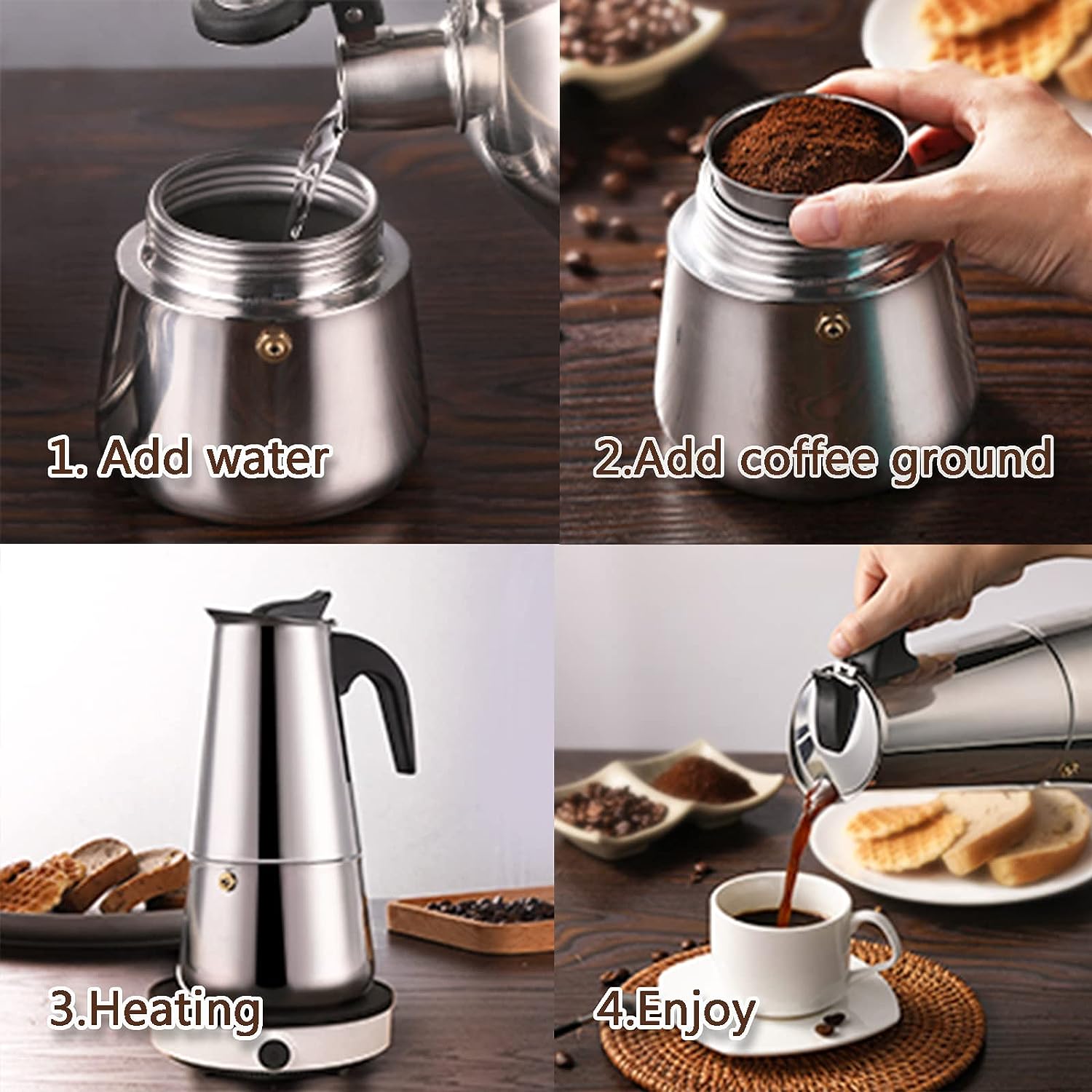 4/6/9 чашек Moka Pot Caffe Mac – обзор и цена Coffee Vending Equipment